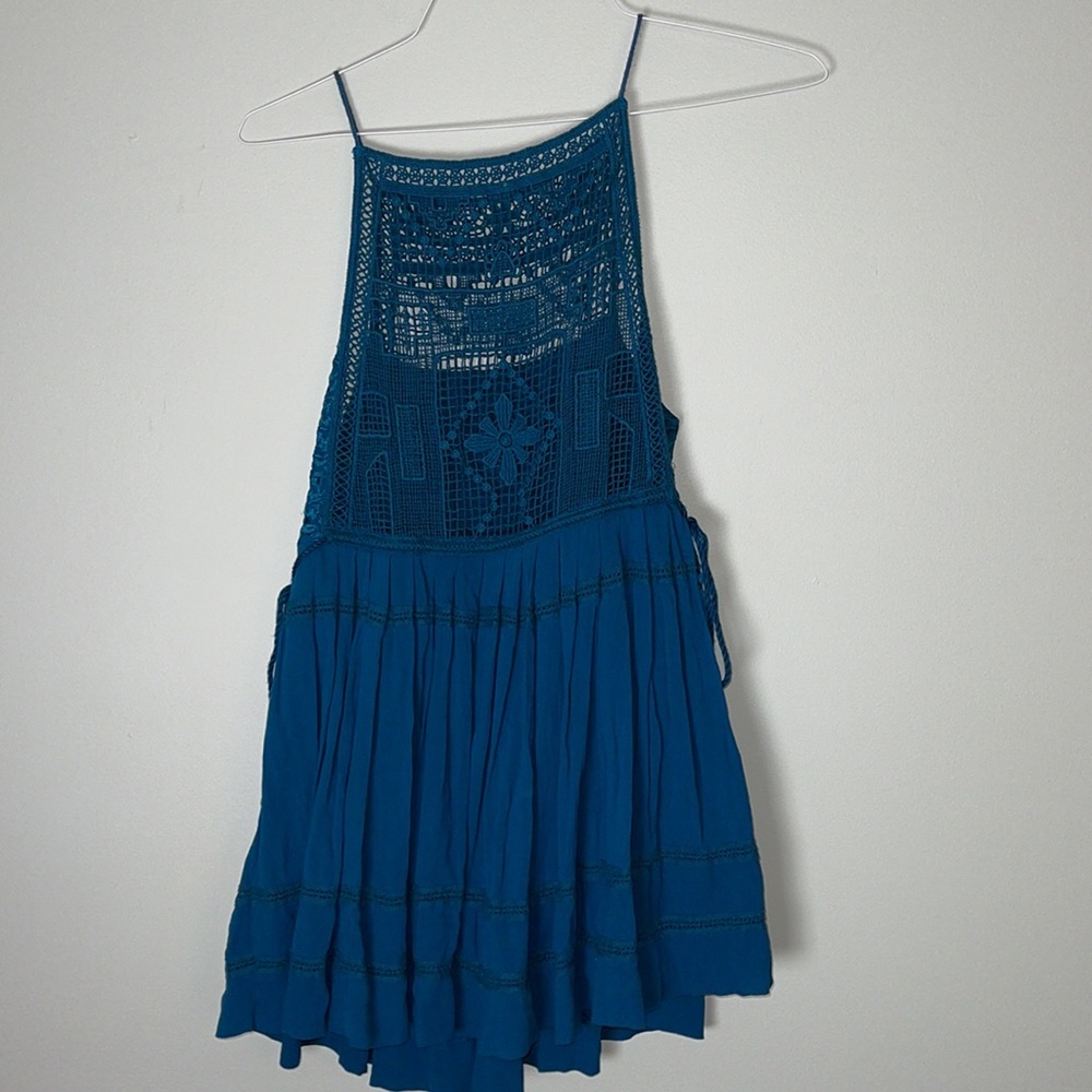 Free People Emily Crochet Dress Small Teal Blue - Picture 7 of 7